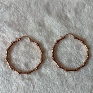 🛑SOLD NEW 1.5” Bamboo Hoop Earrings 18k Rose Gold Filled